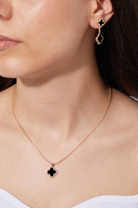 Heliophilia Silver Conjunto de collar y pendientes de metal CSET9824 Dorado